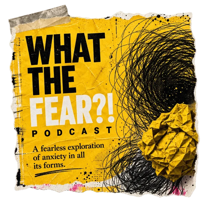 What The Fear?! podcast artwork on torn paper.
