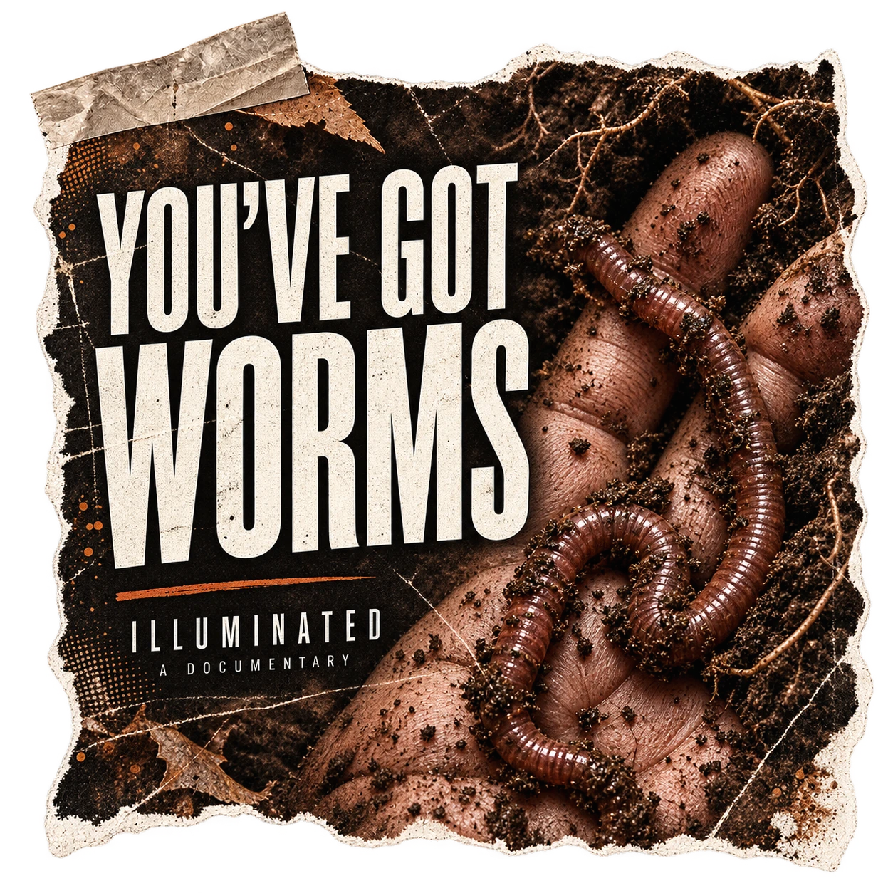 You’ve Got Worms torn-paper tile artwork